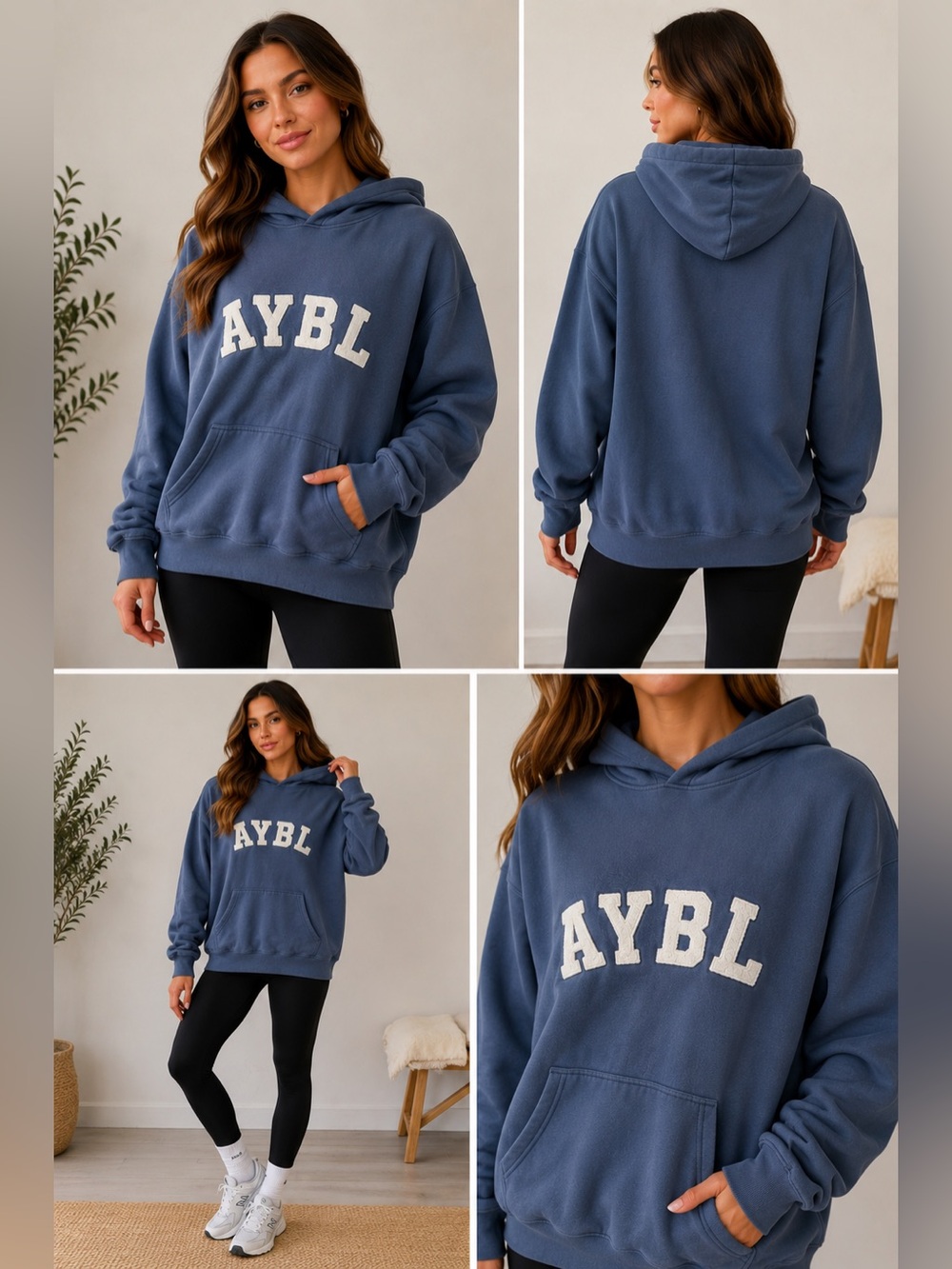 AYBL Oversized Hoodie Medium Blue Gymwear Athleisure Pullover Fitness Activewear